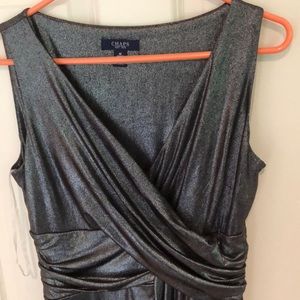 NWT Gorgeous Chaps Silver Wrap Dress - Stunning!!